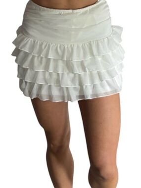 Zara White Ruffled Mini Skirt - Women's Small